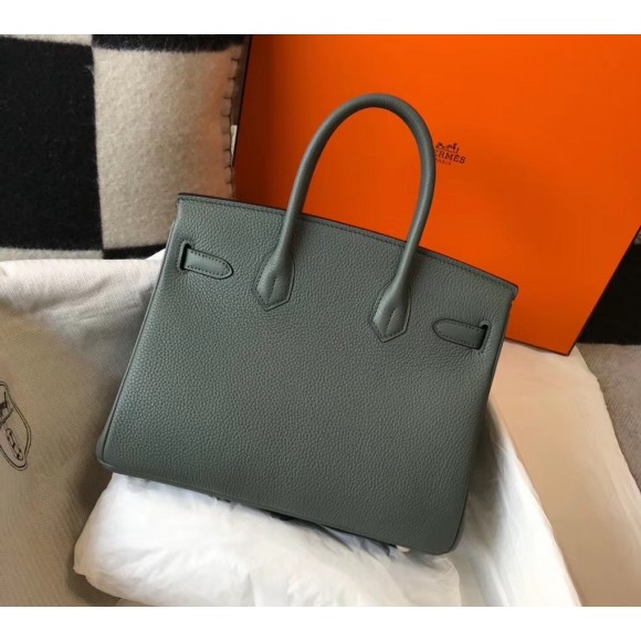 H**mes birkin 30 bag in vert amande clemence leather with ghw