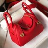 Hermes Lindy Mini Bag In Red Clemence Leather GHW
