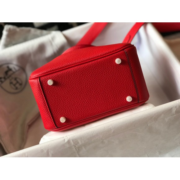 H**mes lindy mini bag in red clemence leather ghw