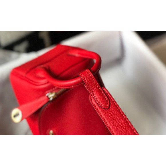 H**mes lindy mini bag in red clemence leather ghw