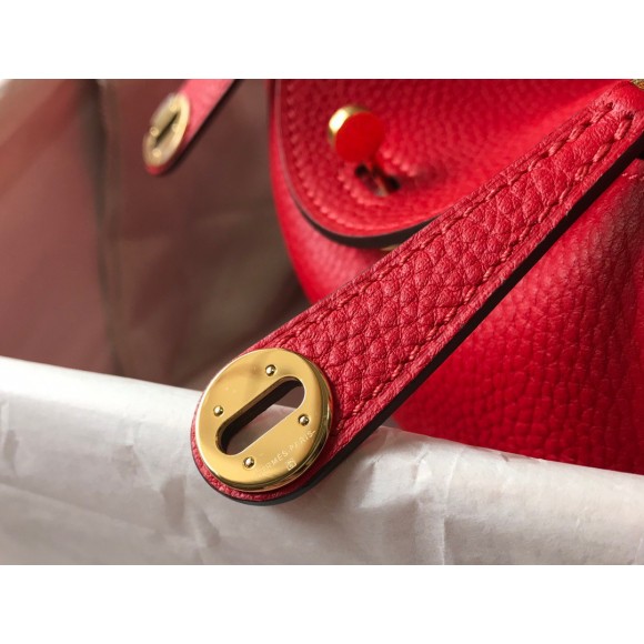 H**mes lindy mini bag in red clemence leather ghw