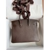 Hermes Birkin 25 Retourne Handmade Bag In Chocolat Chevre Mysore Leather