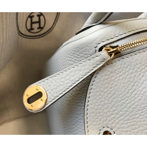 H**mes lindy mini bag in pearl grey clemence leather ghw