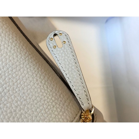 H**mes lindy mini bag in pearl grey clemence leather ghw