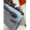 Hermes HSS Kelly 32 Bicolor Bag in Blue Lin and Blue Clemence Leather