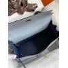 Hermes HSS Kelly 32 Bicolor Bag in Blue Lin and Blue Clemence Leather
