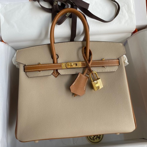 Hermes HSS Birkin 25 Bicolor Bag in Trench and Gold Epsom Calfskin Hermes HSS Birkin 25 Bicolor Bag in Trench and Gold Epsom Calfskin