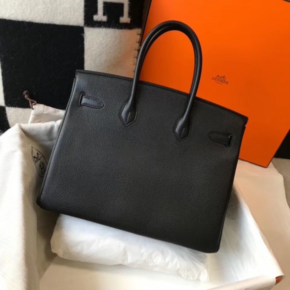 H**mes birkin 30 bag in black clemence leather with phw