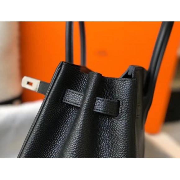 H**mes birkin 30 bag in black clemence leather with phw