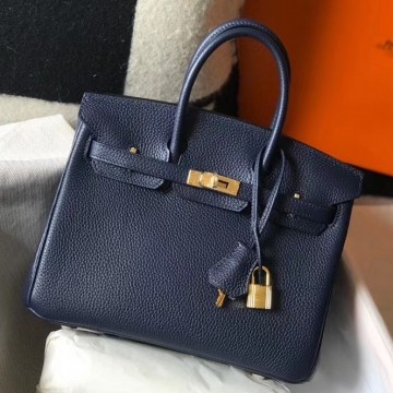 Hermes Birkin 25 Bag In Navy Blue Clemence Leather with GHW Hermes Birkin 25 Bag In Navy Blue Clemence Leather with GHW