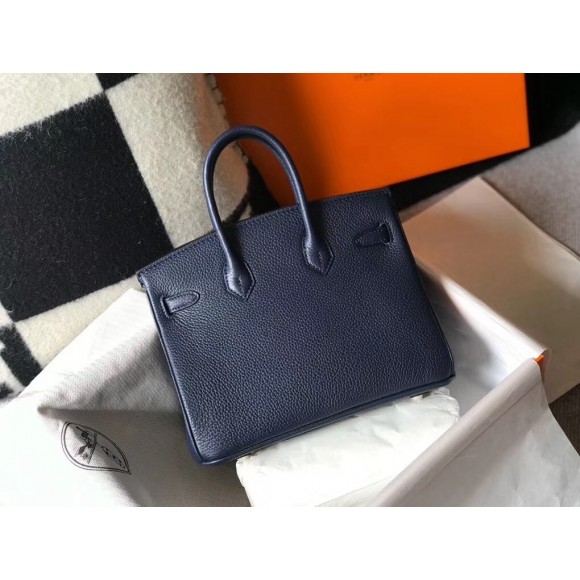 H**mes birkin 25 bag in navy blue clemence leather with ghw