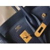 Hermes Birkin 25 Bag In Navy Blue Clemence Leather with GHW