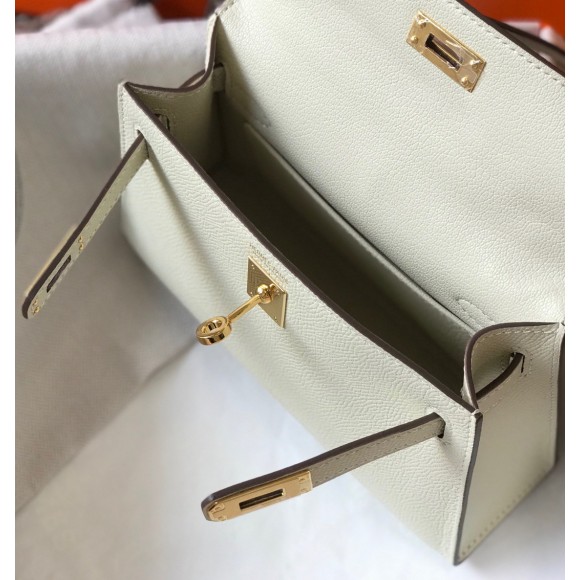 H**mes kelly mini ii sellier bag in beton epsom leather ghw