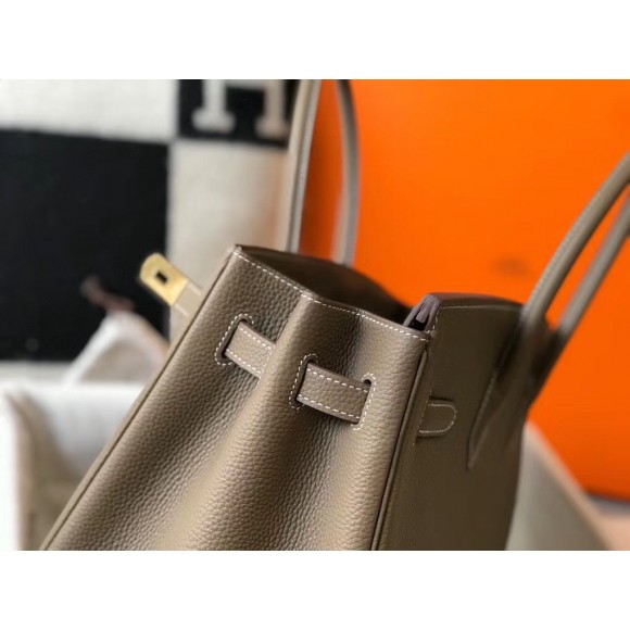 H**mes birkin 35 bag in taupe clemence leather with ghw