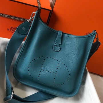 Hermes Evelyne III 29 Bag In Blue Jean Clemence Leather Hermes Evelyne III 29 Bag In Blue Jean Clemence Leather