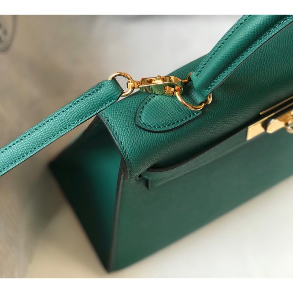 H**mes kelly 28cm sellier bag in malachite epsom calfskin ghw