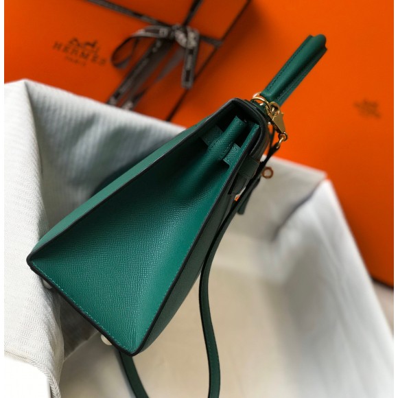 H**mes kelly 28cm sellier bag in malachite epsom calfskin ghw