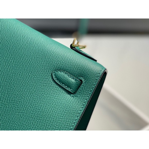 H**mes kelly 28cm sellier bag in malachite epsom calfskin ghw