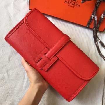 Hermes Jige Elan 29 Clutch Bag In Red Epsom Leather Hermes Jige Elan 29 Clutch Bag In Red Epsom Leather