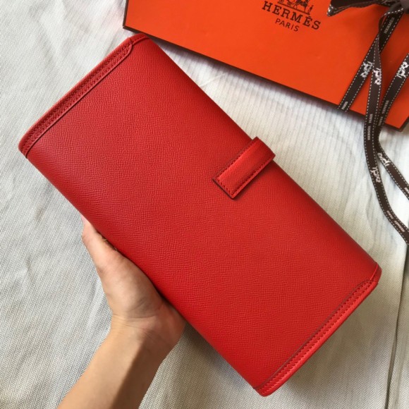 H**mes jige elan 29 clutch bag in red epsom leather