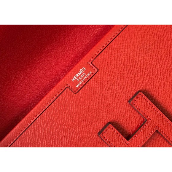 H**mes jige elan 29 clutch bag in red epsom leather