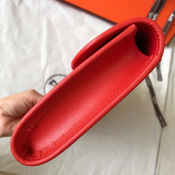 H**mes jige elan 29 clutch bag in red epsom leather