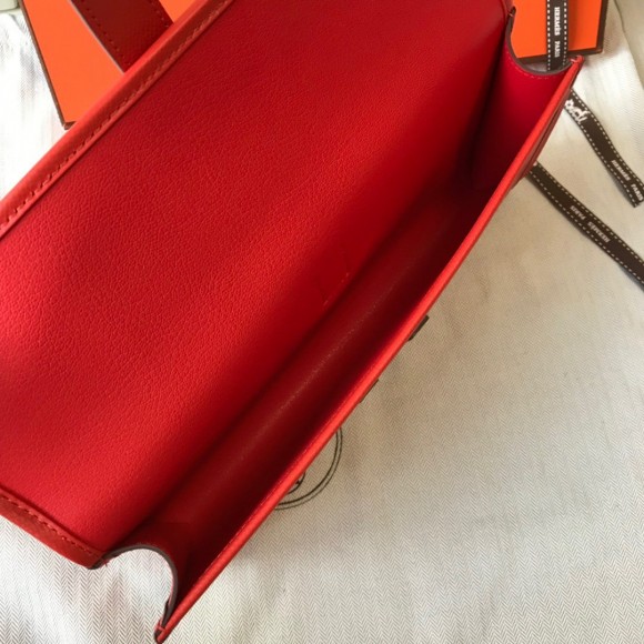 H**mes jige elan 29 clutch bag in red epsom leather