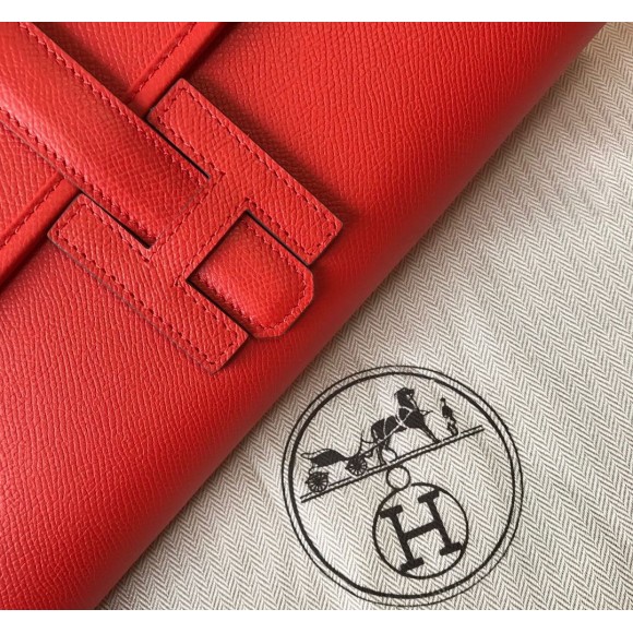 H**mes jige elan 29 clutch bag in red epsom leather