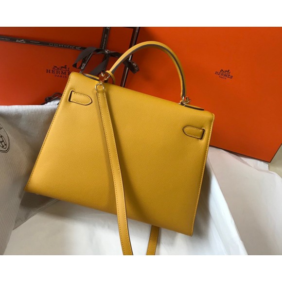 H**mes kelly 32cm sellier bag in yellow epsom calfskin ghw