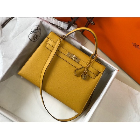 H**mes kelly 32cm sellier bag in yellow epsom calfskin ghw