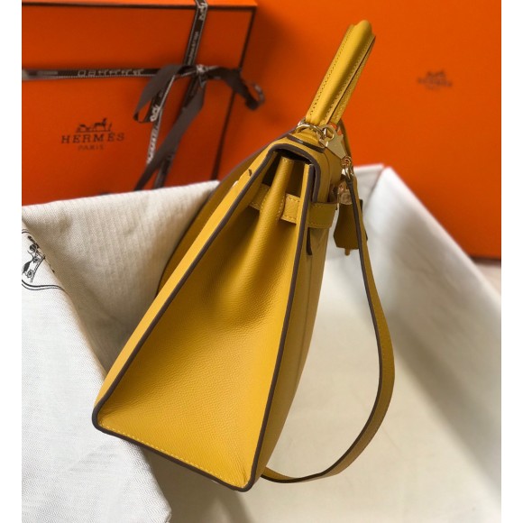 H**mes kelly 32cm sellier bag in yellow epsom calfskin ghw