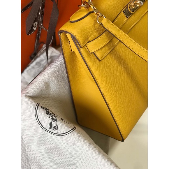 H**mes kelly 32cm sellier bag in yellow epsom calfskin ghw