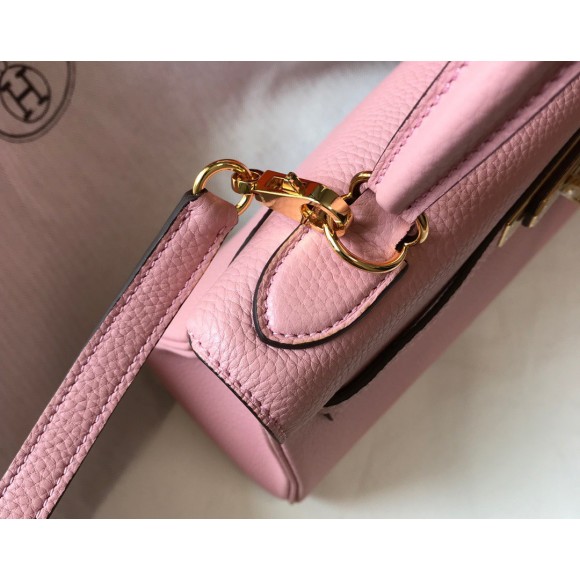 H**mes kelly 28cm retourne bag in pink clemence leather ghw