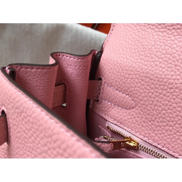 H**mes kelly 28cm retourne bag in pink clemence leather ghw