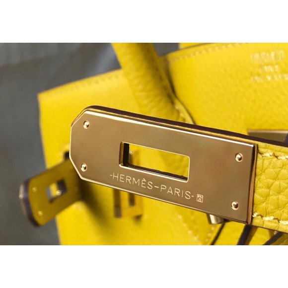 H**mes birkin 30 bag in yellow clemence leather with ghw