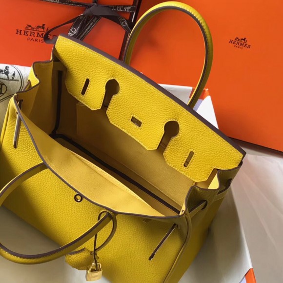 H**mes birkin 30 bag in yellow clemence leather with ghw