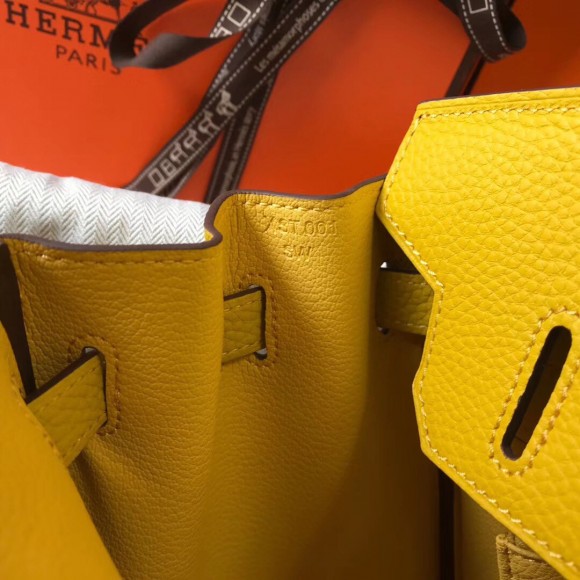 H**mes birkin 30 bag in yellow clemence leather with ghw