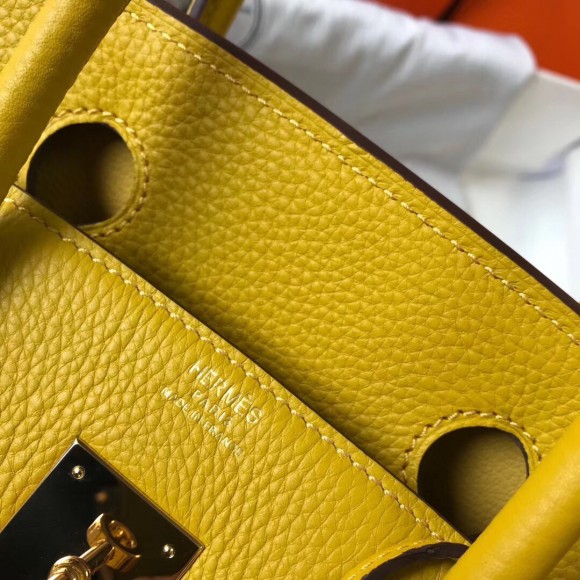 H**mes birkin 30 bag in yellow clemence leather with ghw