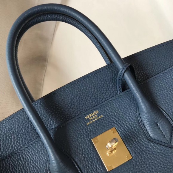 H**mes birkin 30 bag in blue agate clemence leather with ghw