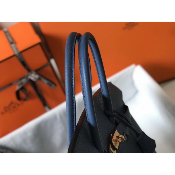 H**mes birkin 30 bag in blue agate clemence leather with ghw