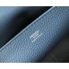 Hermes Halzan 31cm Bag In Blue Agate Clemence Leather