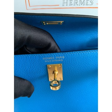 Hermes Kelly Danse II Handmade Bag In Blue Hydra Evercolor Calfskin Hermes Kelly Danse II Handmade Bag In Blue Hydra Evercolor Calfskin