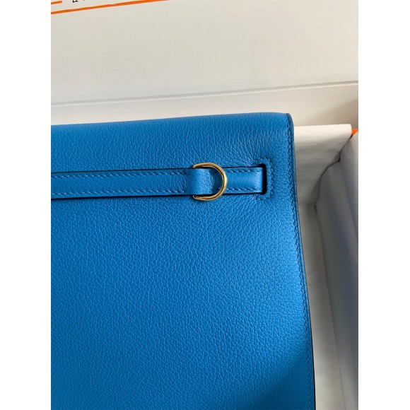 H**mes kelly danse ii handmade bag in blue hydra evercolor calfskin