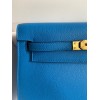 Hermes Kelly Danse II Handmade Bag In Blue Hydra Evercolor Calfskin