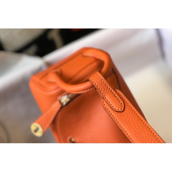 H**mes lindy mini bag in orange clemence leather ghw