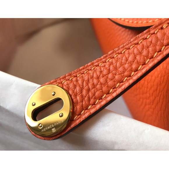 H**mes lindy mini bag in orange clemence leather ghw