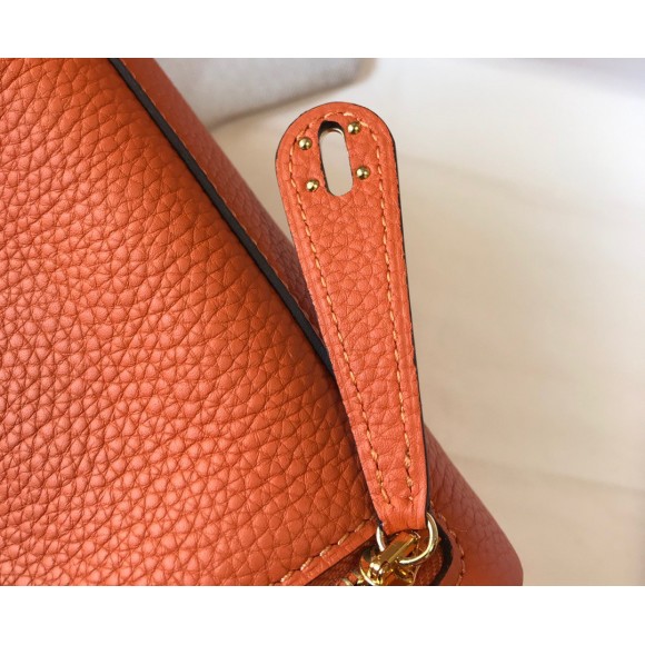 H**mes lindy mini bag in orange clemence leather ghw