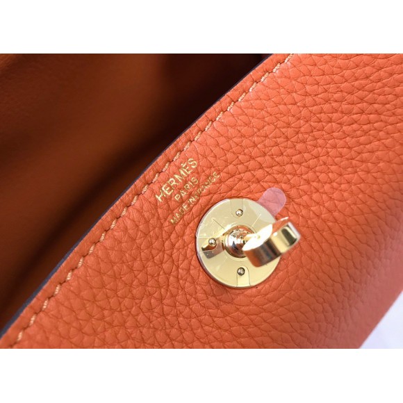 H**mes lindy mini bag in orange clemence leather ghw