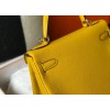 Hermes Kelly 25cm Retourne Bag in Jaune Ambre Clemence Leather GHW