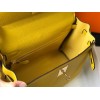 Hermes Kelly 25cm Retourne Bag in Jaune Ambre Clemence Leather GHW